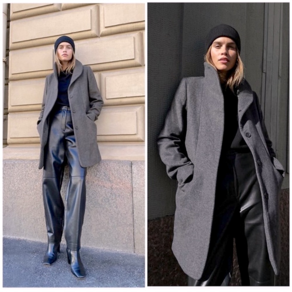 Aritzia Wilfred The Cocoon Wool Cashmere Coat in Grey Size Small